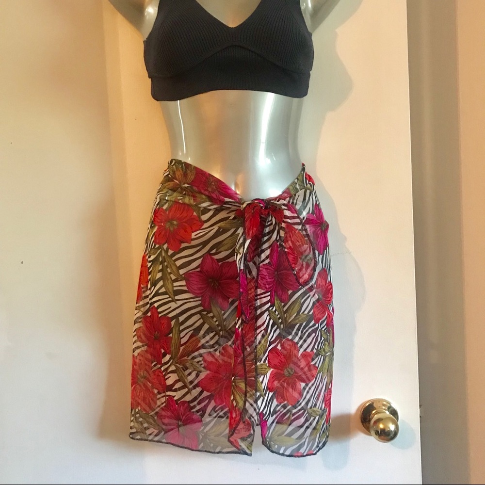 VTG St. John’s Bay Tropical Zebra Print Swim Cover Up Sarong Dress One Size - Picture 12 of 12